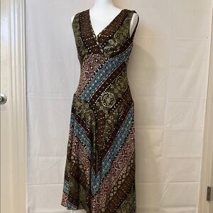 Chic Asymmetrical Sleeveless Dress in Earth Tones